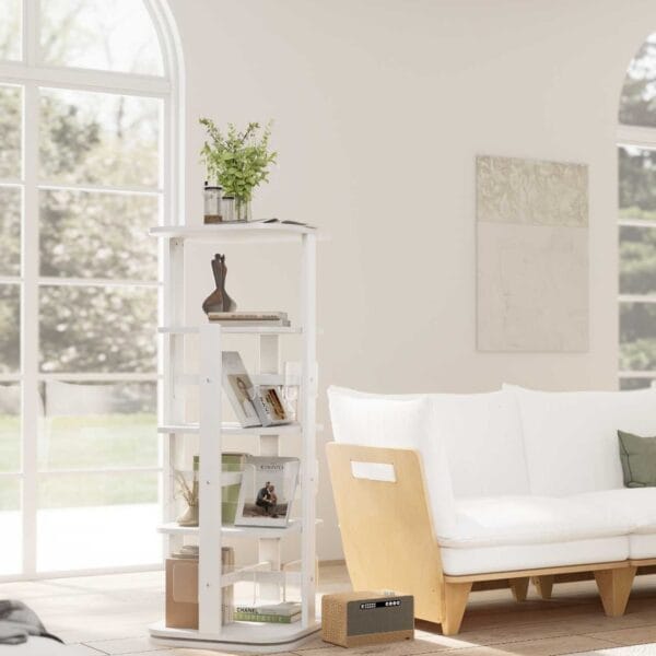Boori (AUS) - Tall Tidy Rotating Bookshelf (White Woodgrain + Soft White) (Preorder)