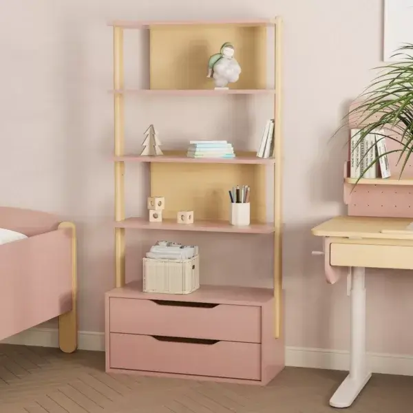 Boori (AUS) - Modular 2 Drawer Bookshelf (Beech & Pink) (Preorder)