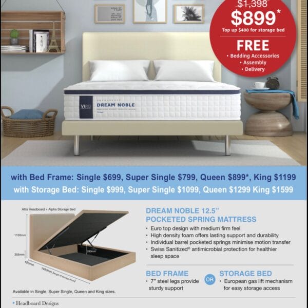 VIRO Dream Noble 12.5'' Pocketed Spring Mattress with Bed Frame